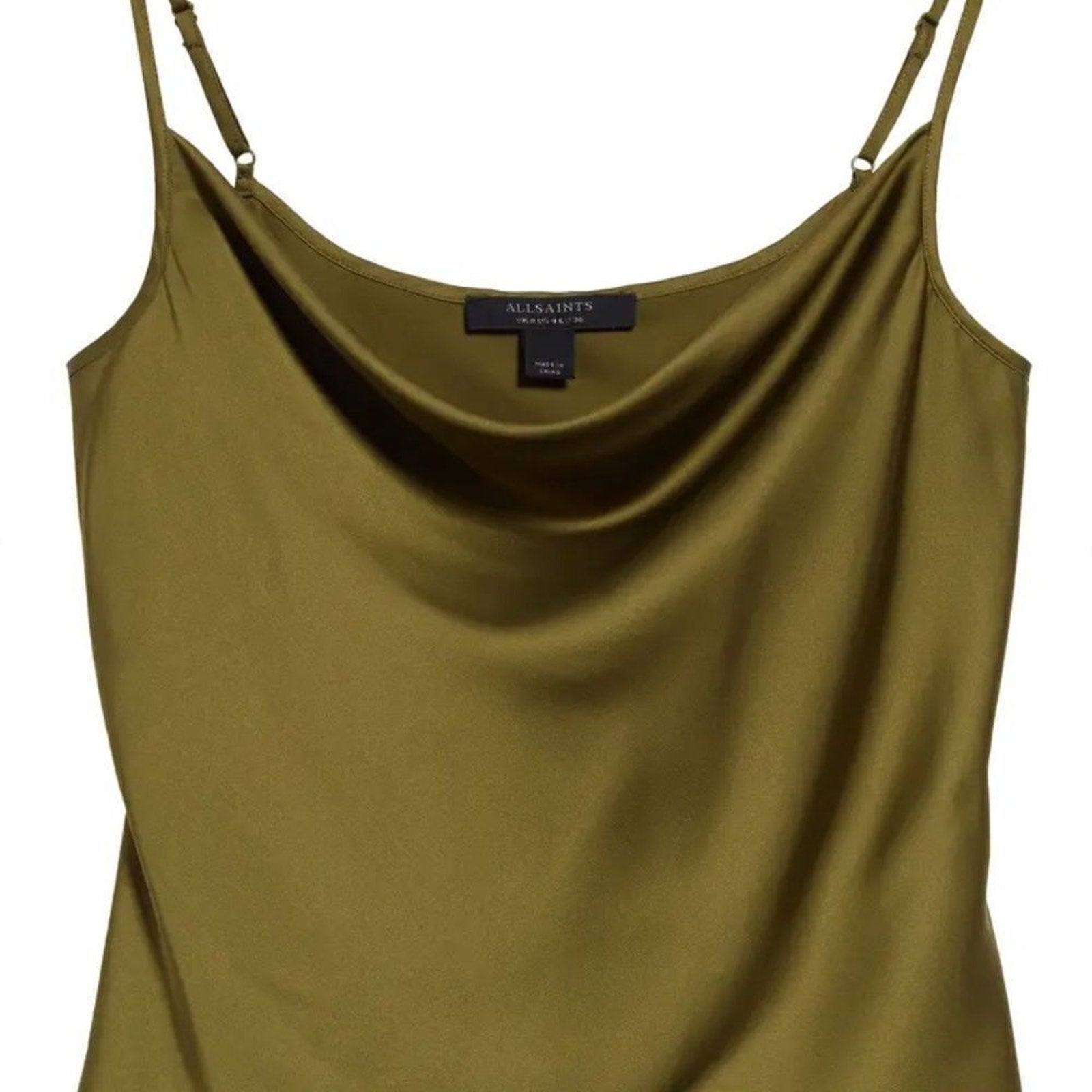 NWT ALLSAINTS ALLSAINTS GREEN ‘HADLEY’ SATIN SLEEVELESS TOP - size 10