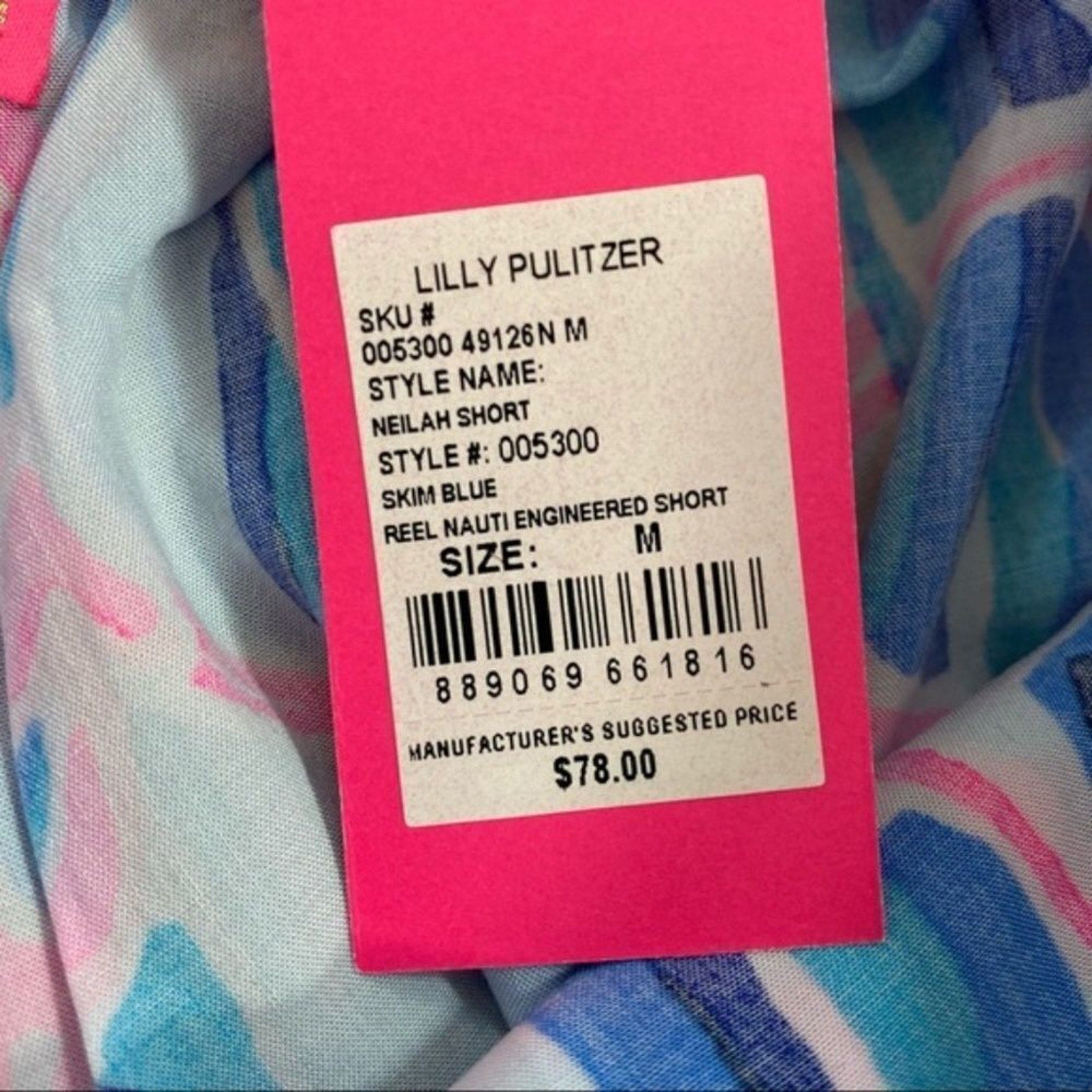 NWT LILLY PULITZER 5" Neilah Short In Skim Blue Reel Nauti Engineered Short