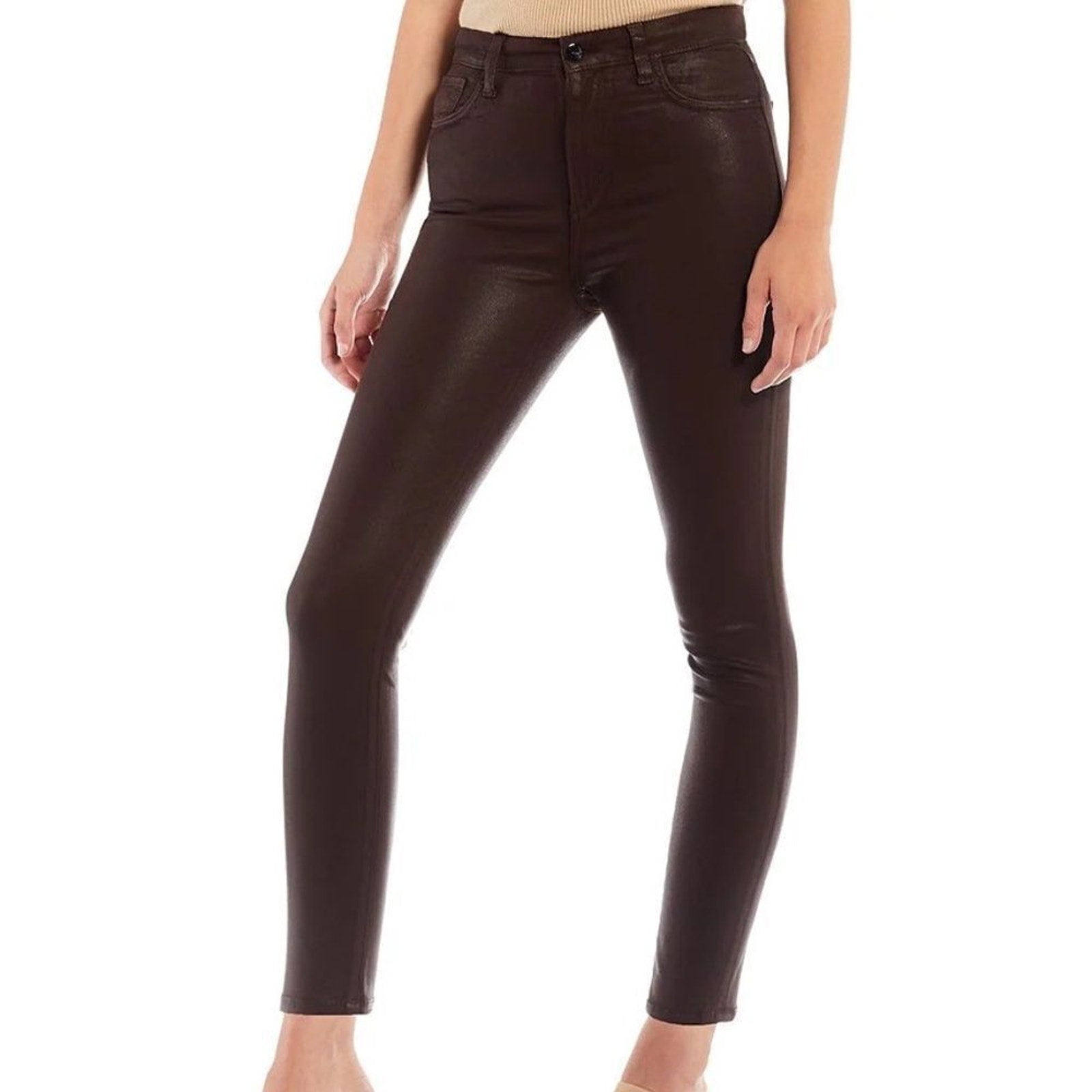 NWT JOES JEANS "THE CHARLIE" HIGH RISE SKINNY COATED ANKLE- DARK COCO BEAN