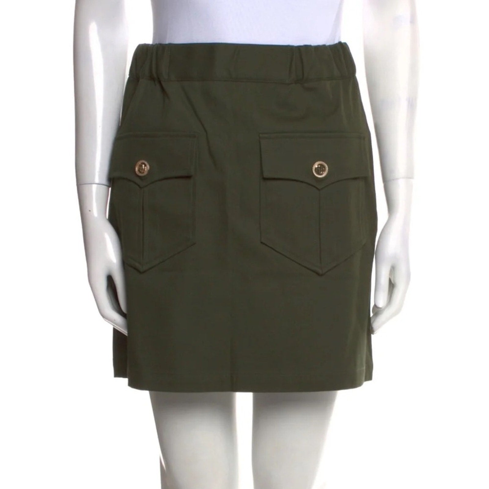 NWT Maje Green Elastic High Waist Stretch Mini Short Skirt - size 38 Small