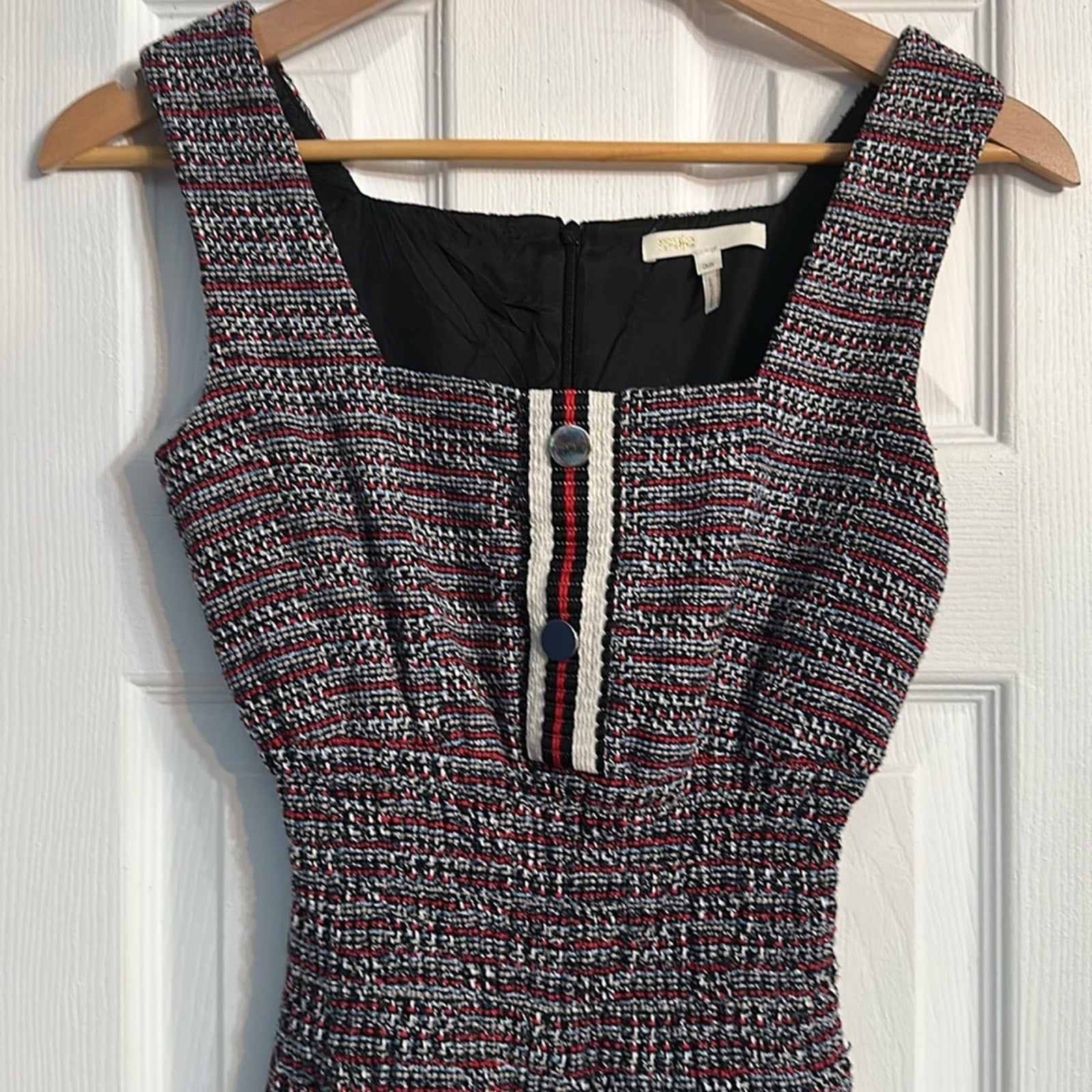 Maje Patelle Maroon Tweed Jacquard Jumpsuit- 38 (6)