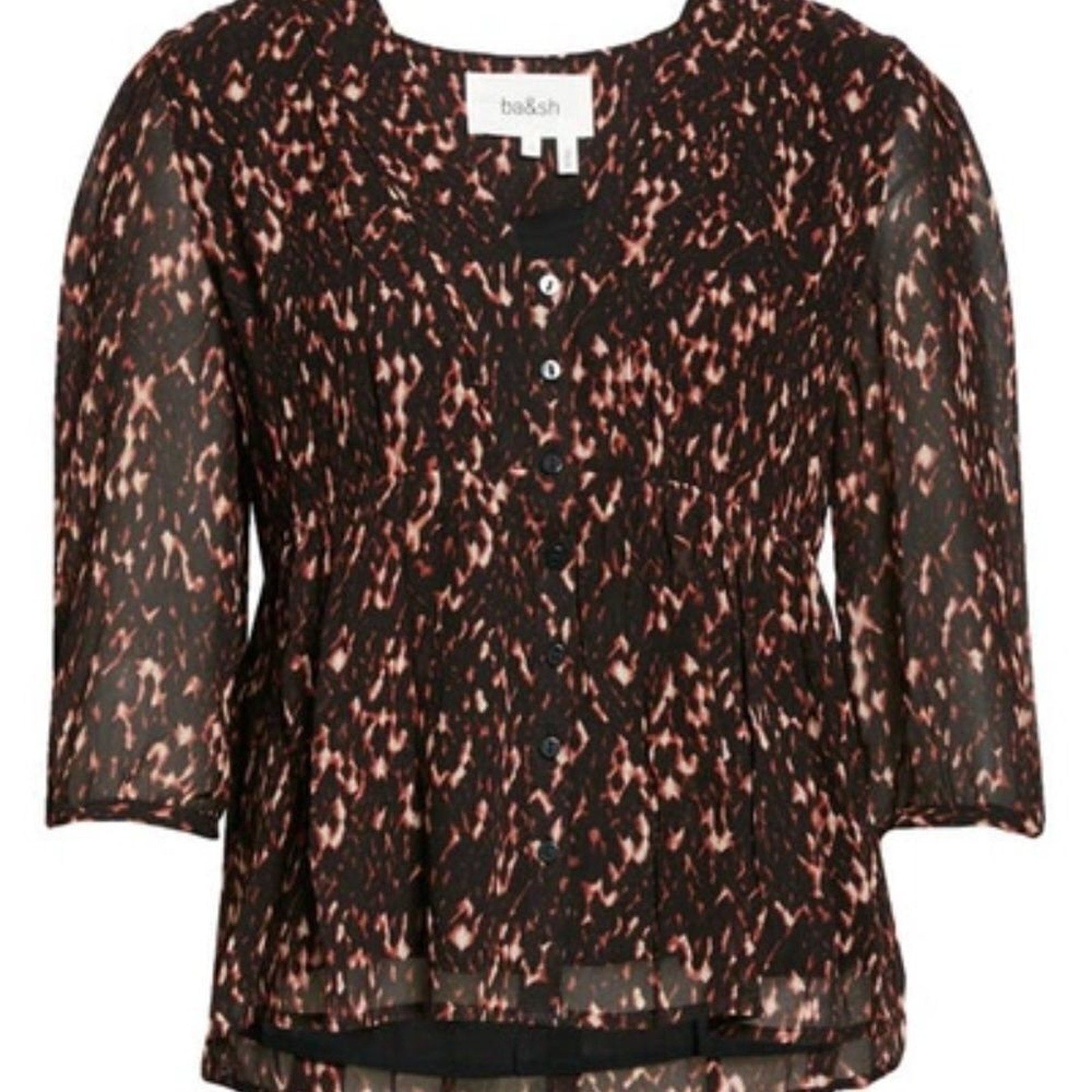 NWT BA&SH Puzy Peplum Top In Noir - size M