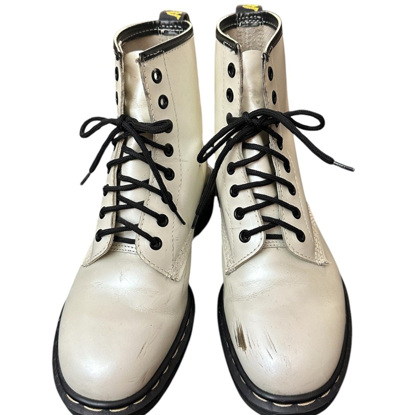 Vintage Made in England MIE Pearly White Doc Martens Lace-Up Boots - 9