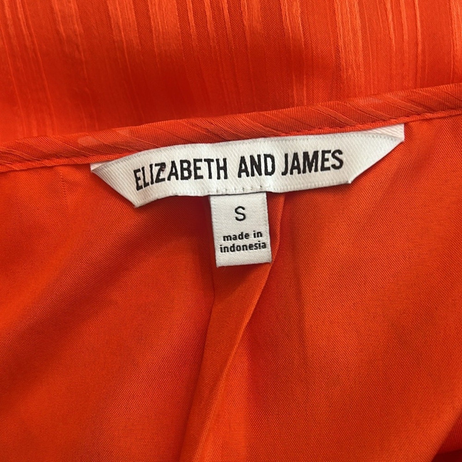 Elizabeth & James Orange Pintuck Bib Long Sleeve Dress - size small