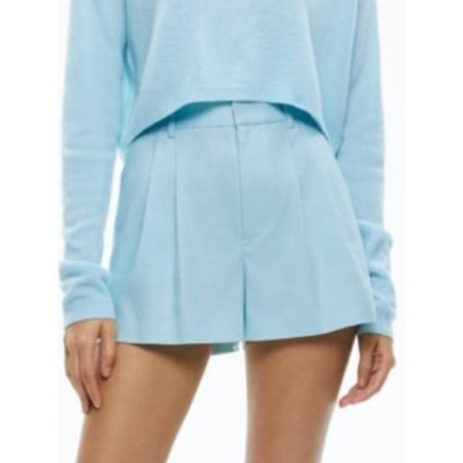 Alice + Olivia Conry Linen Pleated Short In Spring Sky - size 4 - NWT